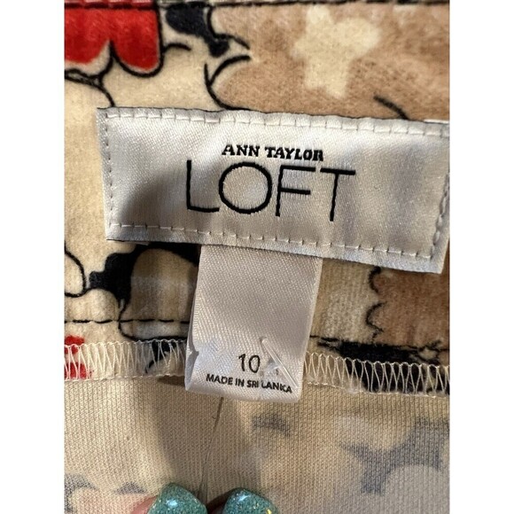Ann Taylor LOFT Stretchy Floral Print Skirt Warm Colors Womens Size 10 - Picture 5 of 6